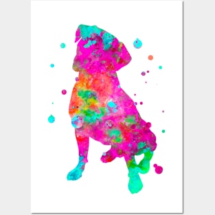 Boxer Dog Watercolor Painting 2 Posters and Art